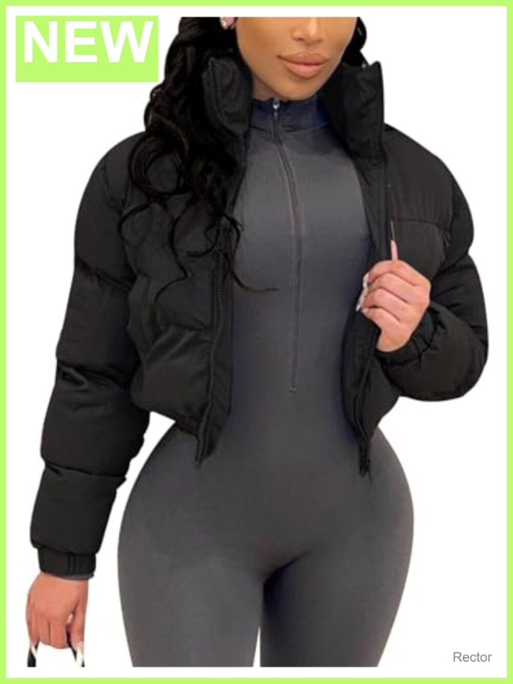 Women Cropped Puffer Jacket Quilted Short Warm Winter Coat Zip Up
